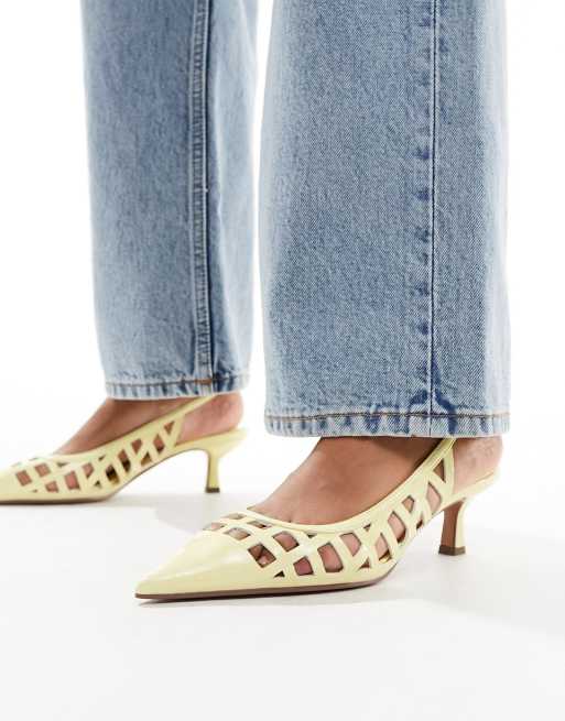 ASOS DESIGN – Sonic – Citrongula klackskor med taxklackar och utskurna detaljer, 4 av 4