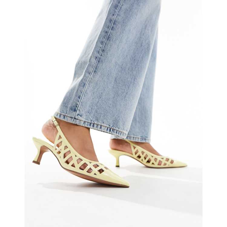 ASOS DESIGN Sonic cut out kitten heeled shoes in lemon ASOS