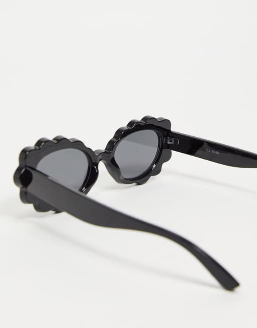 Asos Design Sonnenbrille Im Stil Der 90er Mit Gestell Aus Recyceltem Material Im Blumendesign Schwarz Asos