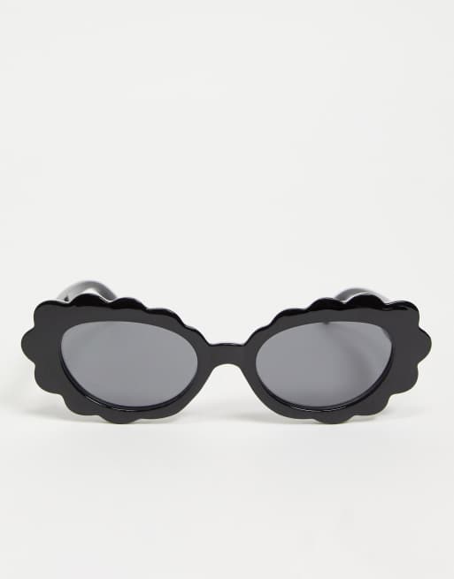 Asos Design Sonnenbrille Im Stil Der 90er Mit Gestell Aus Recyceltem Material Im Blumendesign Schwarz Asos