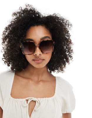 ASOS DESIGN - Sonnenbrille in milchiger Schildpatt-Optik im Stil der 70er-Braun