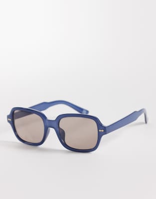 ASOS DESIGN - Sonnenbrille mit eckigem Gestell in Blau