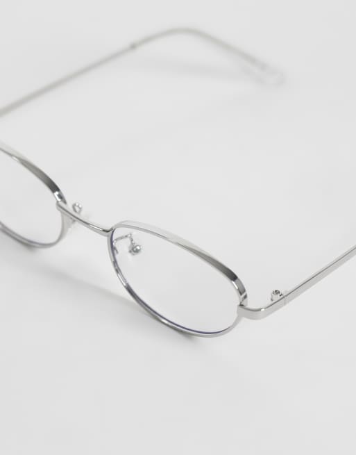 ASOS DESIGN Sonnenbrille mit Metallrahmen in Silber mit klar blauen Gläsern, 3 von 3