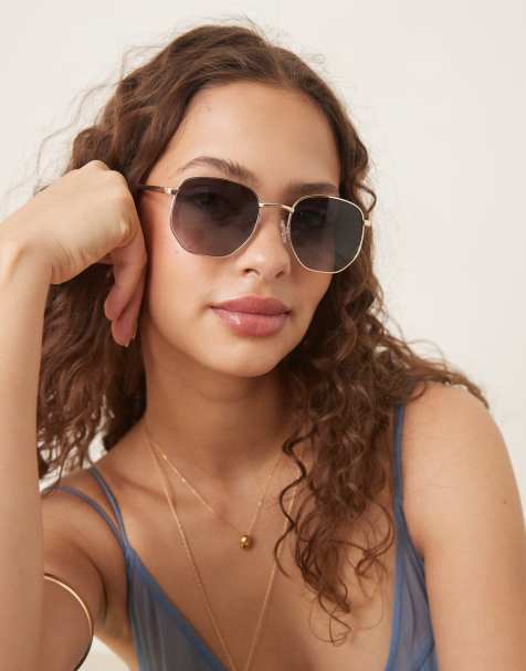 ASOS DESIGN – Sonnenbrille mit sechseckigem Metallgestell und polarisierten Gläsern - view 1