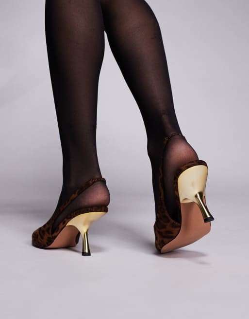ASOS DESIGN - Sophia - Chaussures motif léopard à talon mi-haut contrastant et bride arrière, 4 de 4