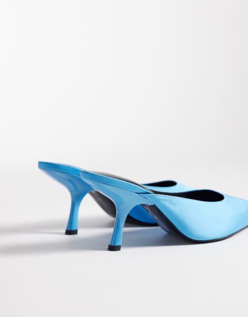 ASOS DESIGN – Sophie – Jaskrawoniebieskie klapki na średnim obcasie, 3 z 4