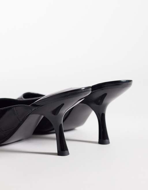ASOS DESIGN – Sophie – Svarta, krokodilskinnsmönstrade mules med halvhög klack, 3 av 4