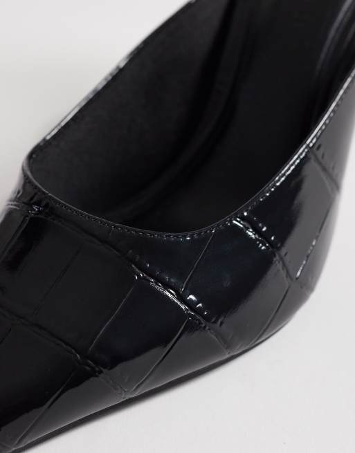ASOS DESIGN – Sophie – Svarta, krokodilskinnsmönstrade mules med halvhög klack, 4 av 4