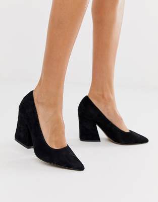 black suede court shoes