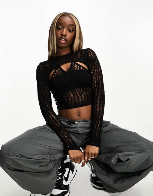 ASOS DESIGN - Sort 2-i-1-bolero i hulstrik