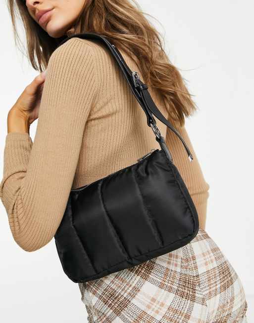 ASOS DESIGN - Sort 90'er-skuldertaske i vatteret nylon 