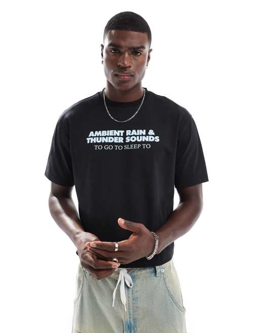 ASOS DESIGN - Sort, afslappet og firkantet T-shirt med 