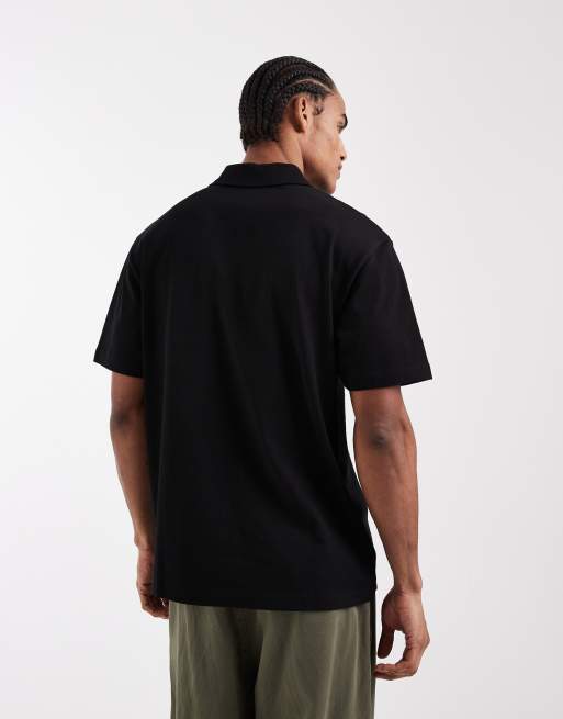 ASOS DESIGN - Sort afslappet poloskjorte i kraftigt stof med reverskrave , 3 af 5