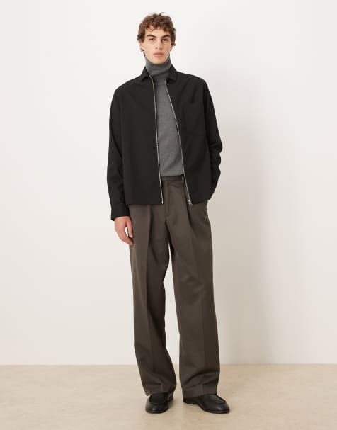 ASOS DESIGN - Sort afslappet skjorte med lynlås - view 1