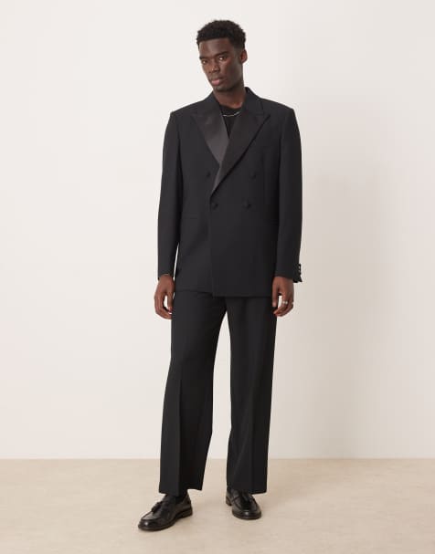 ASOS DESIGN - Sort afslappet smoking-habitjakke med tekstur - view 1