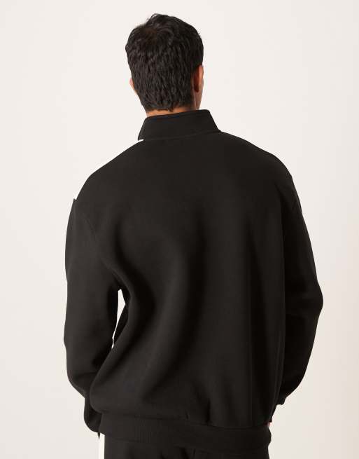 ASOS DESIGN - Sort afslappet sweatshirt med ståkrave, kvart lynlås og klip-og-sy-paneler - Del af sæt, 3 af 5