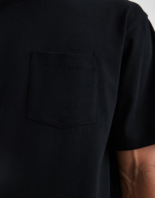 ASOS DESIGN - Sort afslappet T-shirt i kraftigt stof med lomme, 5 af 5