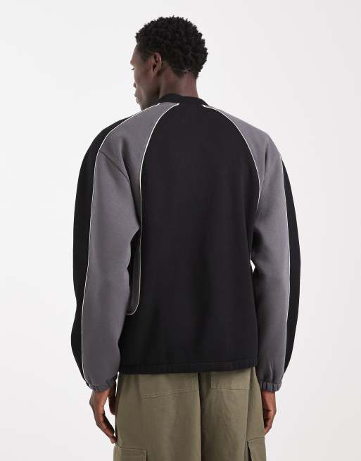 ASOS DESIGN - Sort afslappet træningsjakke med klip-og-sy-paneler, 3 af 5