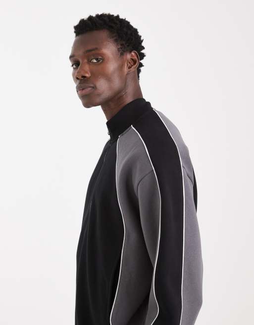 ASOS DESIGN - Sort afslappet træningsjakke med klip-og-sy-paneler, 4 af 5