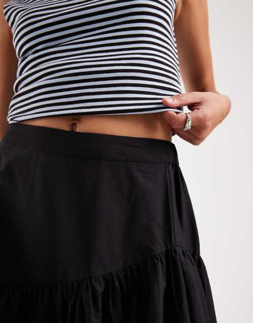 ASOS DESIGN - Sort asymmetrisk lagdelt boho-maxinederdel, 3 af 5