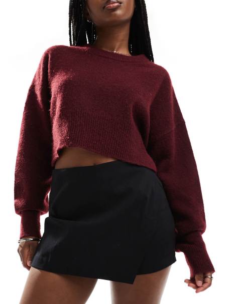 ASOS DESIGN - Sort asymmetrisk slå-om-skort i bengalin - view 1
