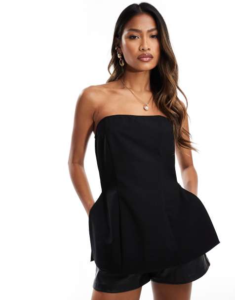ASOS DESIGN - Sort bandeau-top med indsyede detaljer og sideslidser - view 1