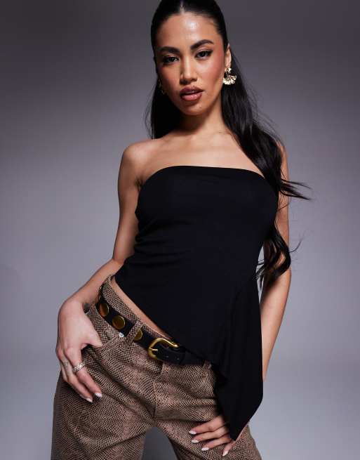 ASOS DESIGN - Sort bandeau-top med kileindsats