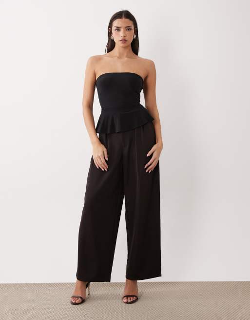 ASOS DESIGN - Sort bandeau-top med peplum-snit og snøredetalje på ryggen, 2 af 4