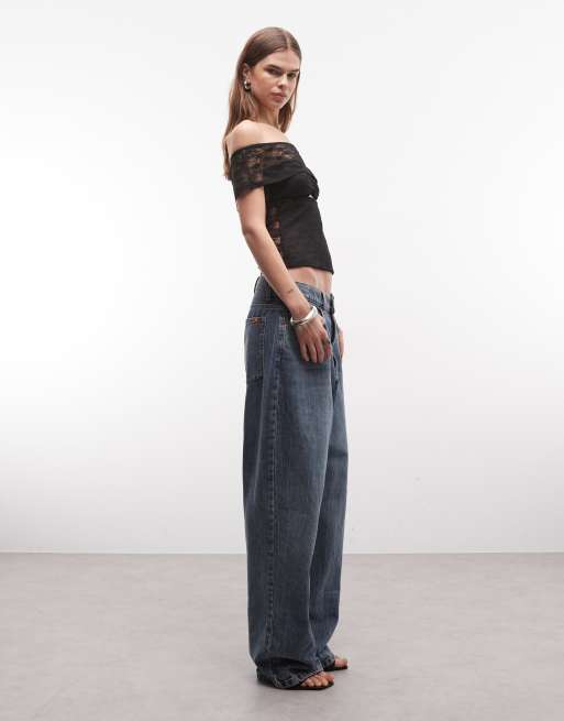ASOS DESIGN - Sort bardot top i gennemsigtigt blondemateriale med udskæringsdetalje, 2 af 4