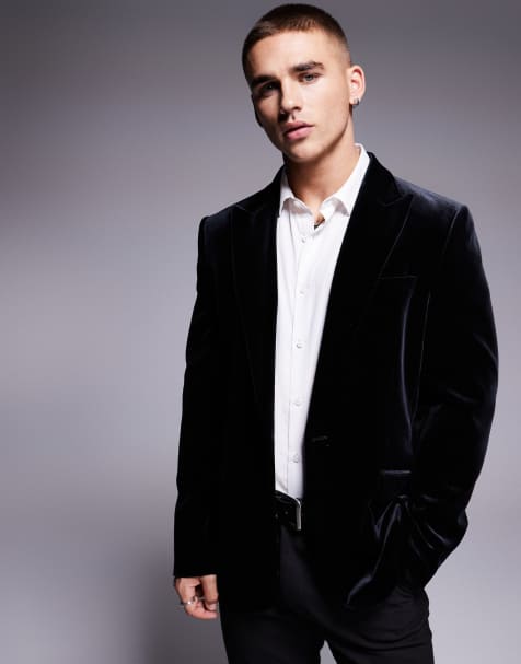 ASOS DESIGN - Sort blazer i slim fit i velour - view 1