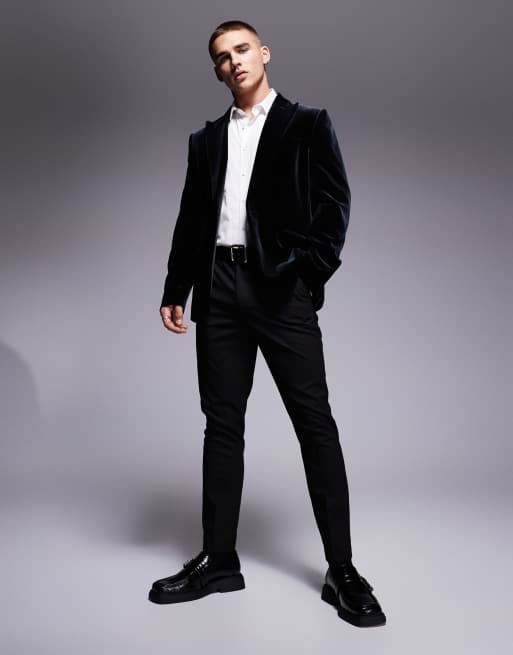 ASOS DESIGN - Sort blazer i slim fit i velour, 4 af 5