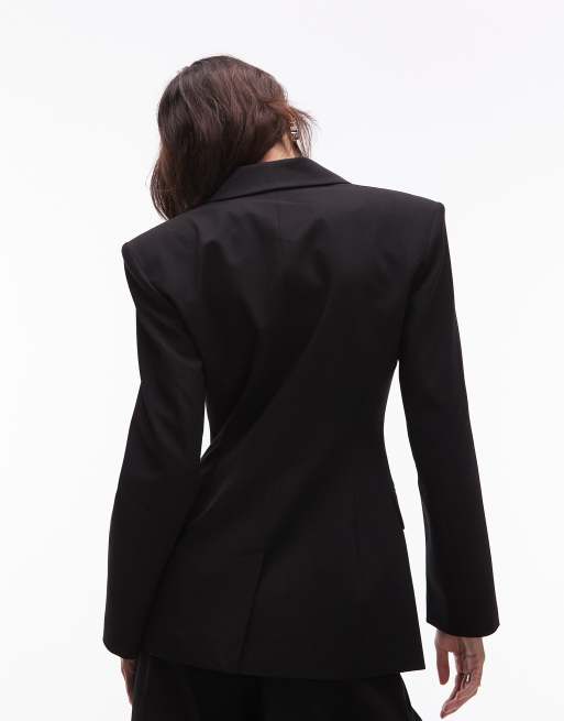 ASOS DESIGN - Sort blazer med høj, indsyet talje, 4 af 4
