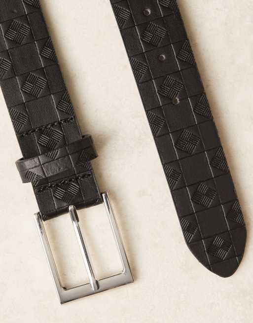ASOS DESIGN - Sort bælte med præget skakternet design