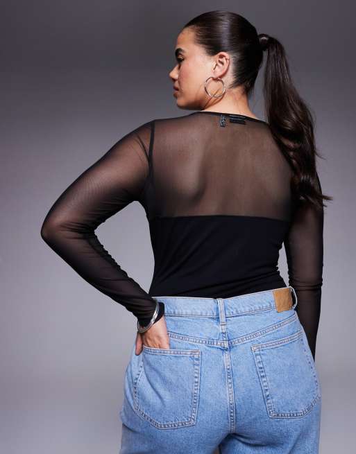 ASOS DESIGN - Sort bodystocking med lange ærmer i mesh, 4 af 4