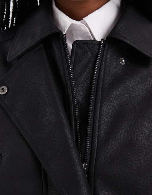 ASOS DESIGN - Sort bomber-bikerjakke med læderlook, 2 af 4