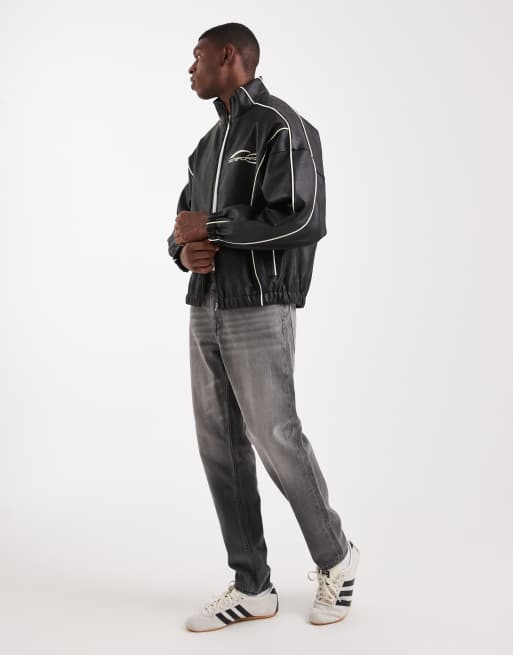 ASOS DESIGN - Sort bomber-jakke i imiteret læder, 4 af 5