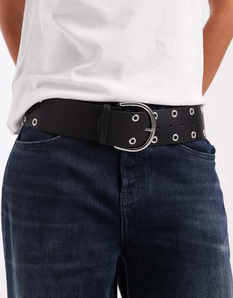 ASOS DESIGN - Sort bredt bælte med lav talje og snørehuller - view 1