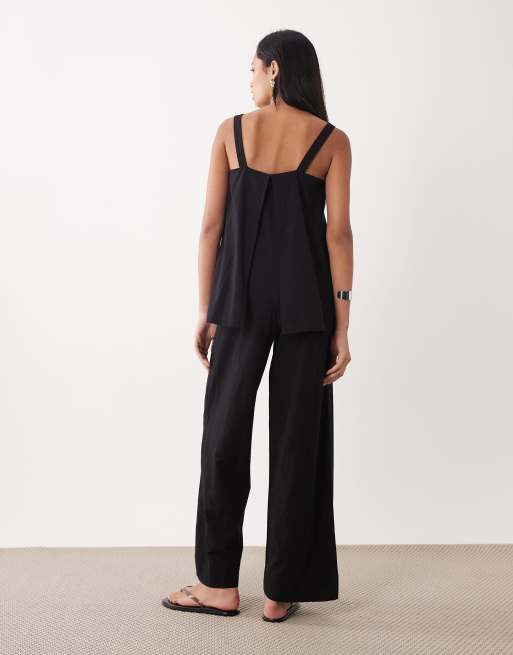 ASOS DESIGN - Sort cami-jumpsuit med dobbeltlag, 3 af 4