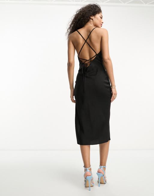 ASOS DESIGN - Sort cami-midikjole i satin, 2 af 4