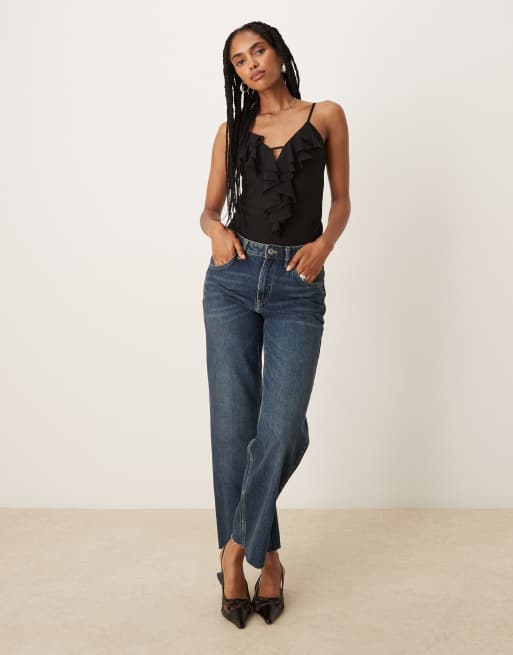 ASOS DESIGN - Sort cami-top med flæser i mesh, 4 af 4