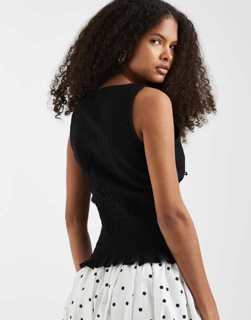 ASOS DESIGN - Sort cami-top med V-hals og rynket talje, 4 af 4