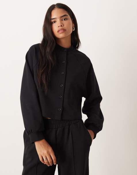 ASOS DESIGN - Sort cardigan med interlock-syninger - Del af sæt - view 1