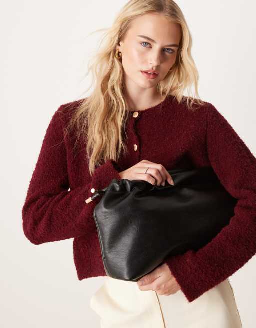 ASOS DESIGN - Sort clutch-taske med rynket top og plisserede bindebånd, 2 af 4