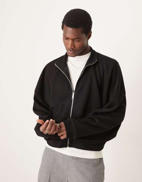 ASOS DESIGN - Sort cropped ekstremt oversized træningsjakke i blødt scuba-stof - view 1