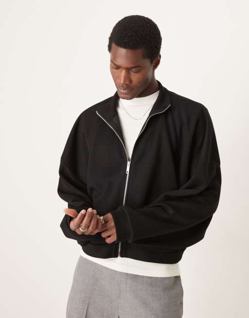 ASOS DESIGN - Sort cropped ekstremt oversized træningsjakke i blødt scuba-stof 