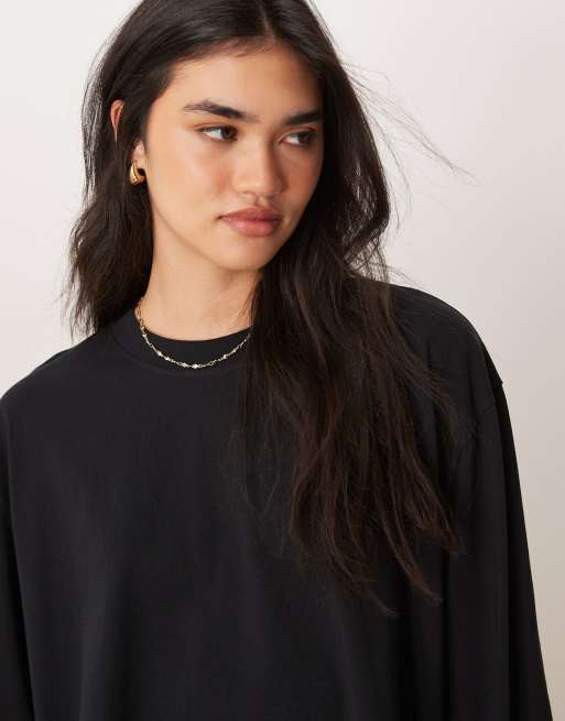ASOS DESIGN - Sort cropped T-shirt med lange ærmer i firkantet pasform, 4 af 5
