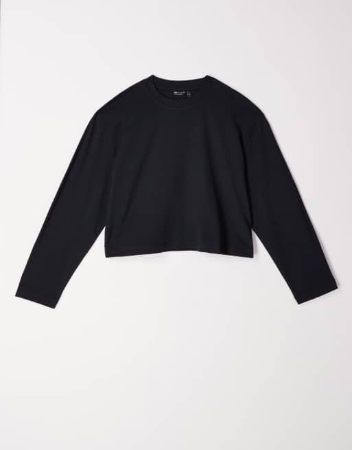 ASOS DESIGN - Sort cropped T-shirt med lange ærmer i firkantet pasform, 5 af 5