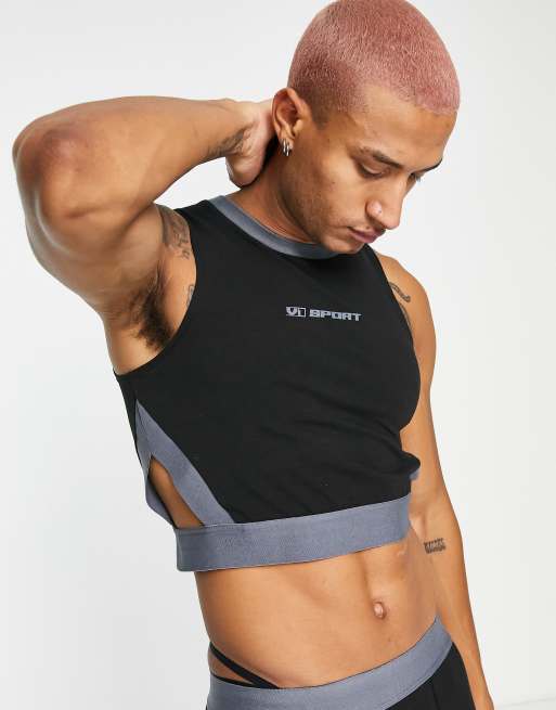 ASOS DESIGN - Sort croptop med print på brystet - Del af sæt