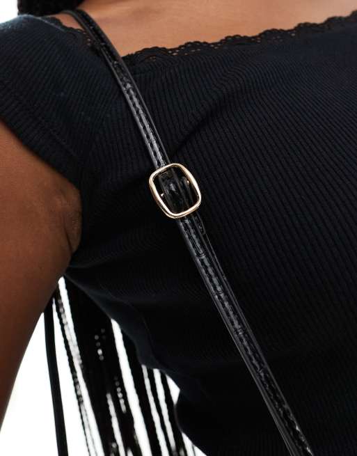 ASOS DESIGN - Sort crossbody-kamerataske med krokodilleeffekt , 3 af 4