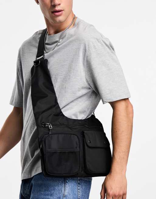 ASOS DESIGN - Sort crossbody-taske i utility-stil med lommer